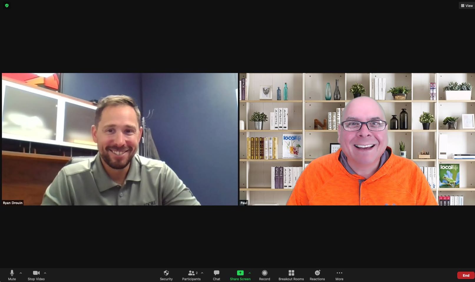 Paul Meyers and Ryan Drouin at a 52 Coffees meeting