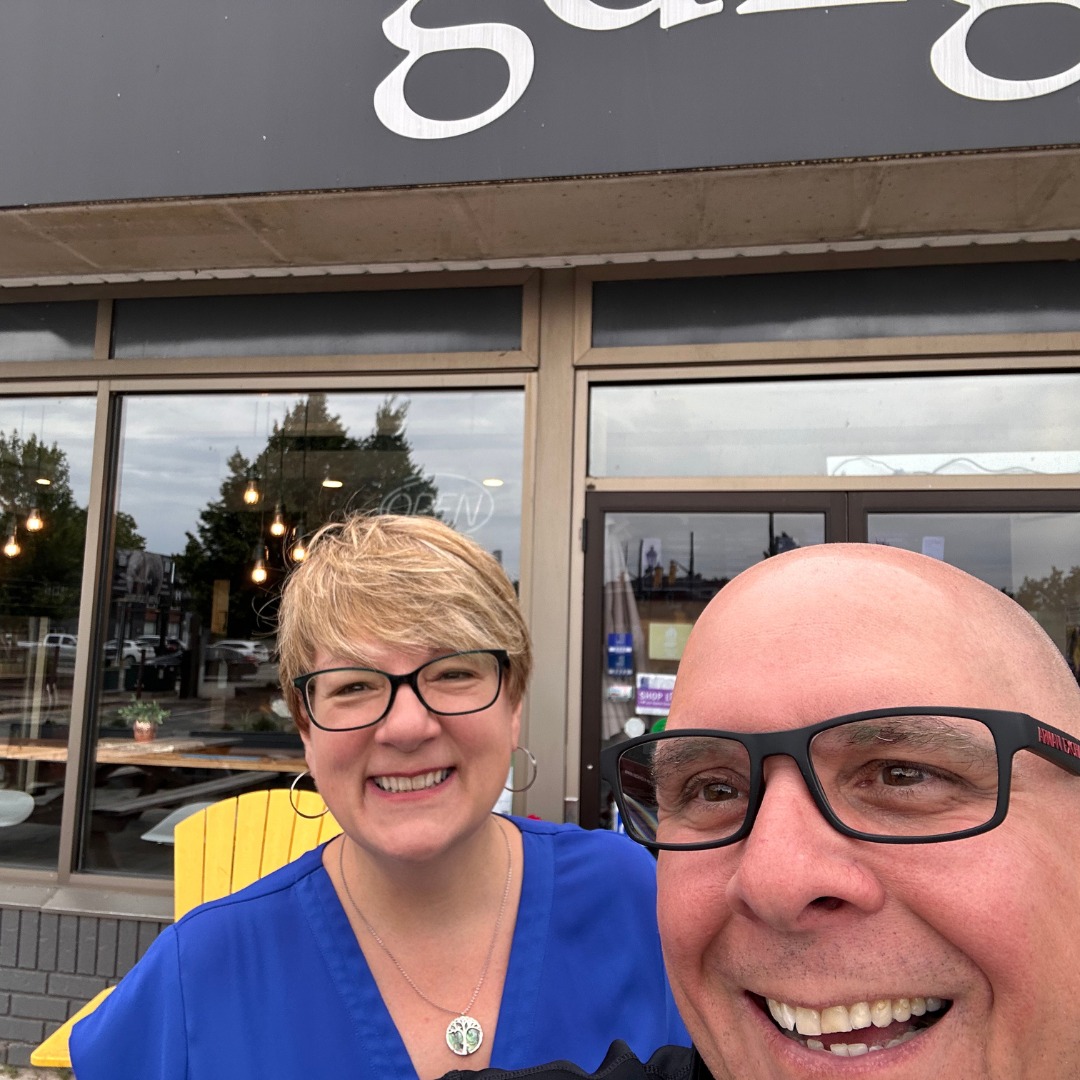 Paul Meyers and Sandy Carre at a 52 Coffees meeting