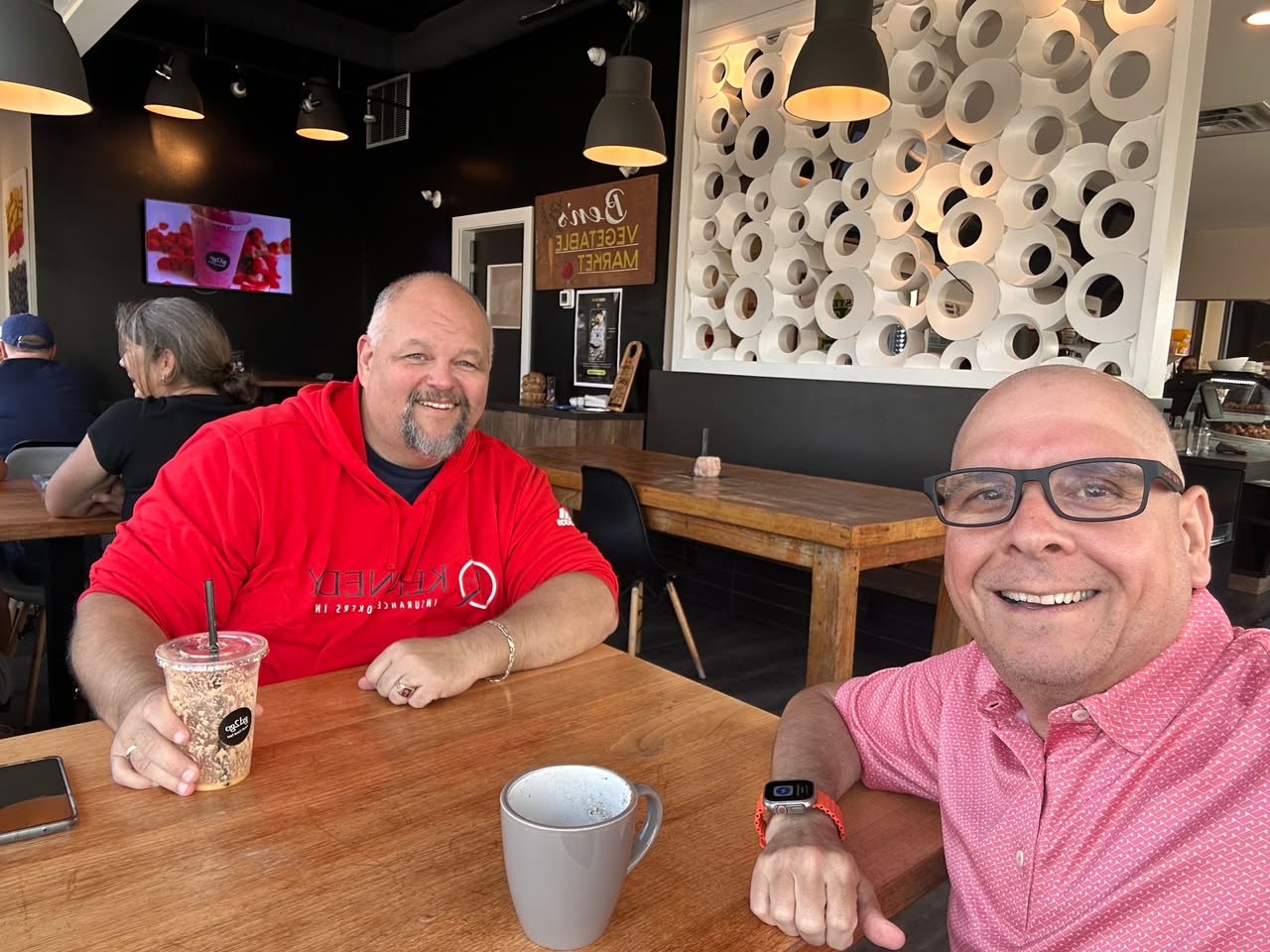 Paul Meyers and Jake LaCourse at a 52 Coffees meeting