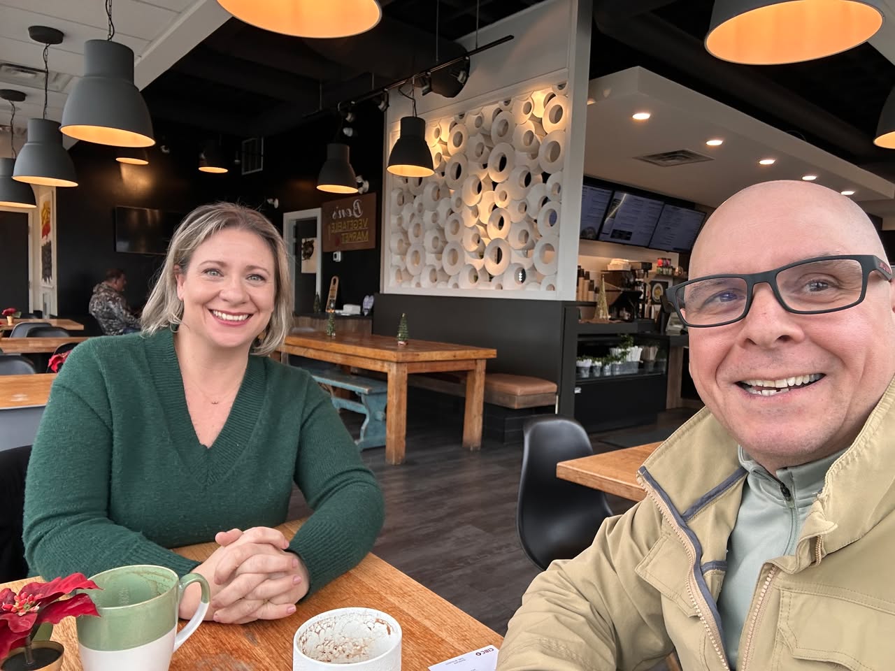 Paul Meyers and Julie Masse at a 52 Coffees meeting